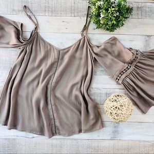 Show Me Your Mumu, Tucker Top, Tan bell sleeve